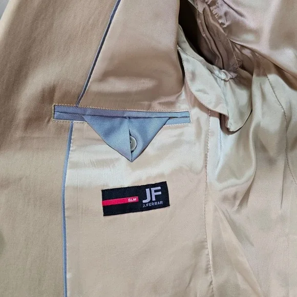 J Ferrar Mens Slim Fit Blazer Florence Brown Tan Suit Jacket 38 SH New NWT